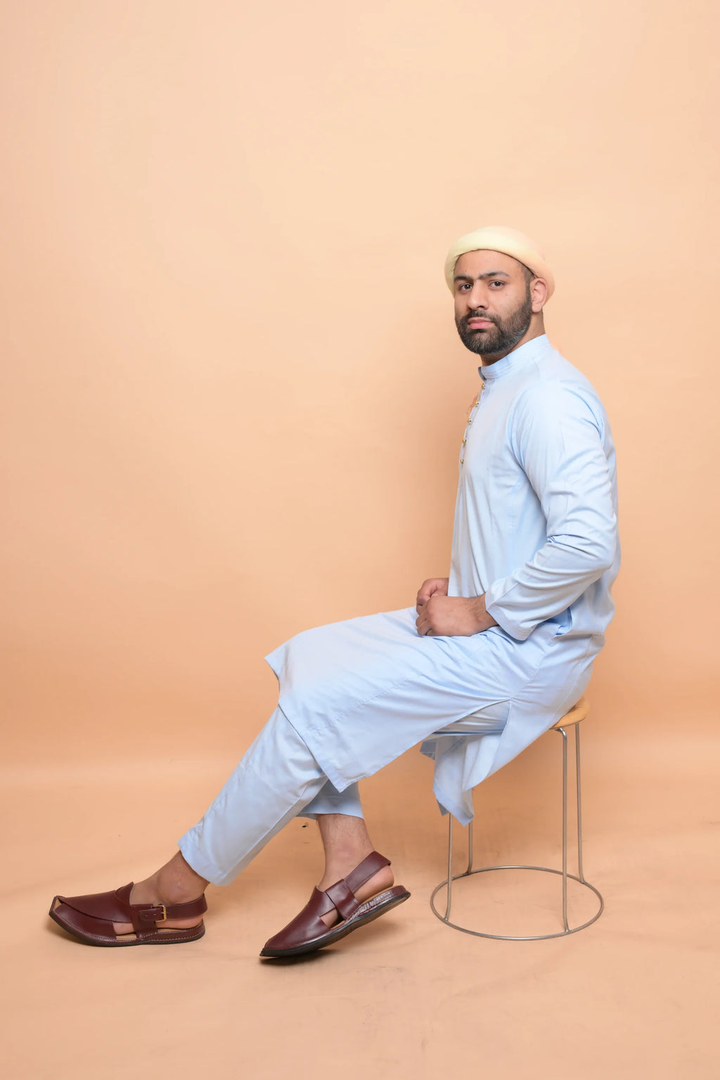 baraqah light blue color summer kurta pajama for men