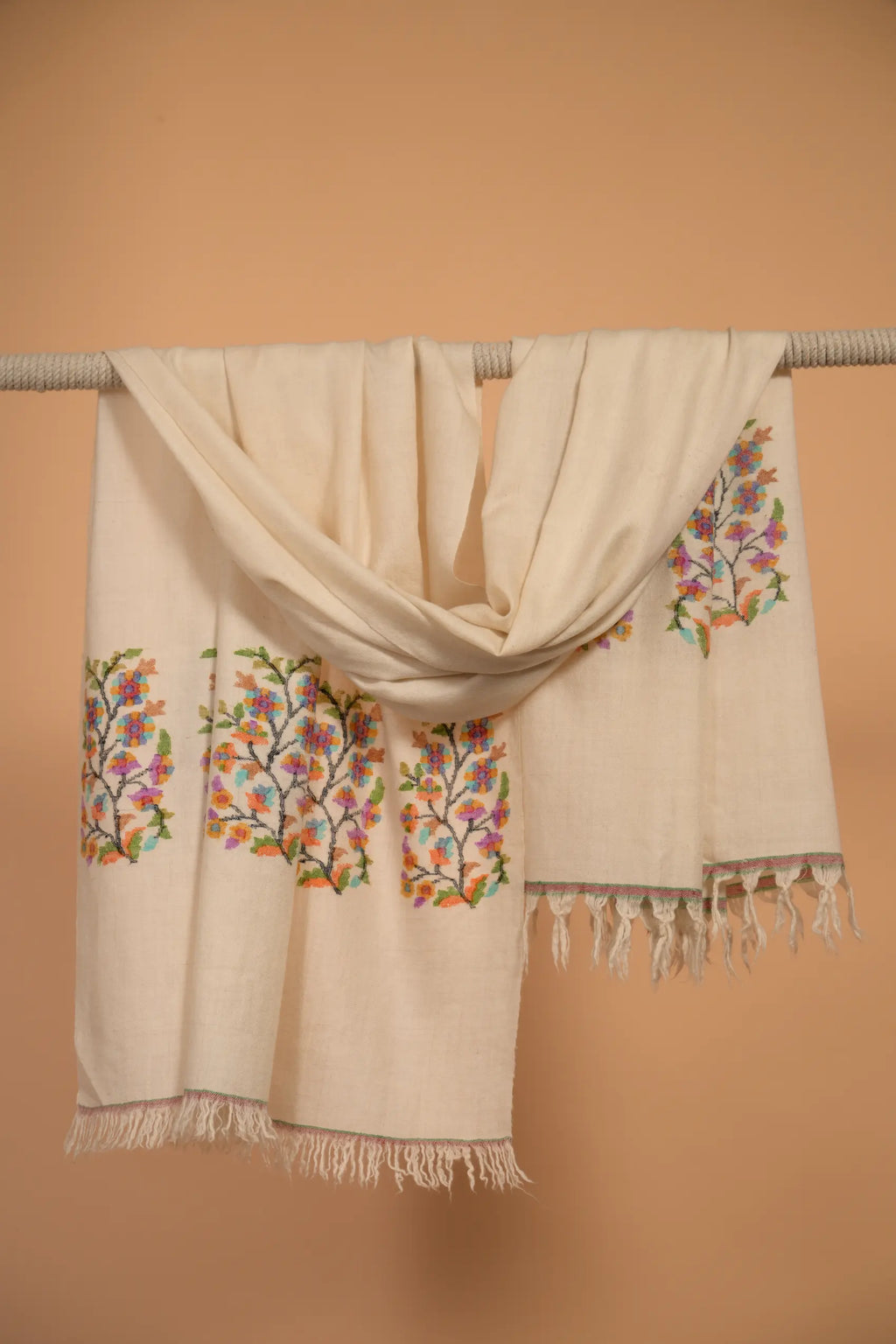baraqah white pure pashmina female stole 