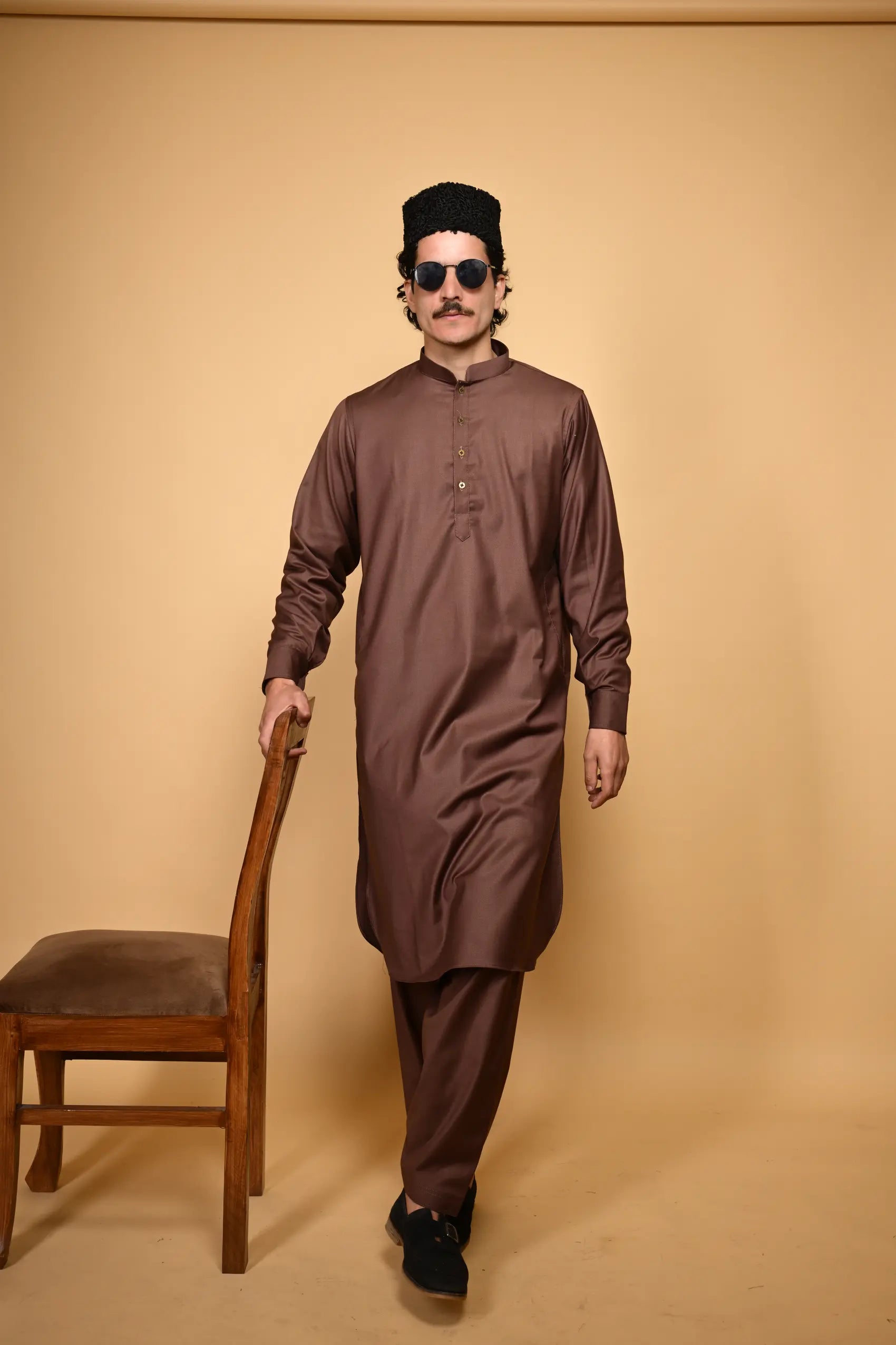 light chocolate tamtadu kameez shalwar for men 