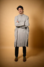 Light Olive Herringbone winter pheran for men 
