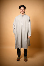 Light Olive Herringbone winter pheran for men 
