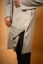 Light Olive Herringbone winter pheran for men 
