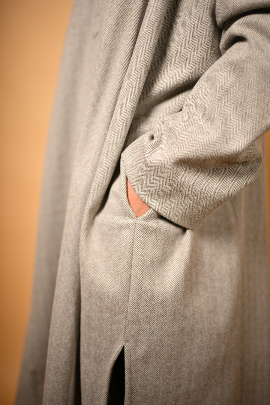 Light Olive Herringbone winter pheran for men 
