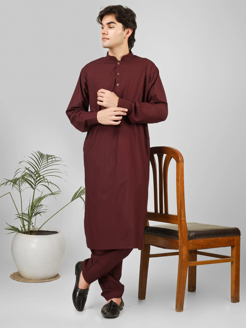 maroon kameez shalwaar for men