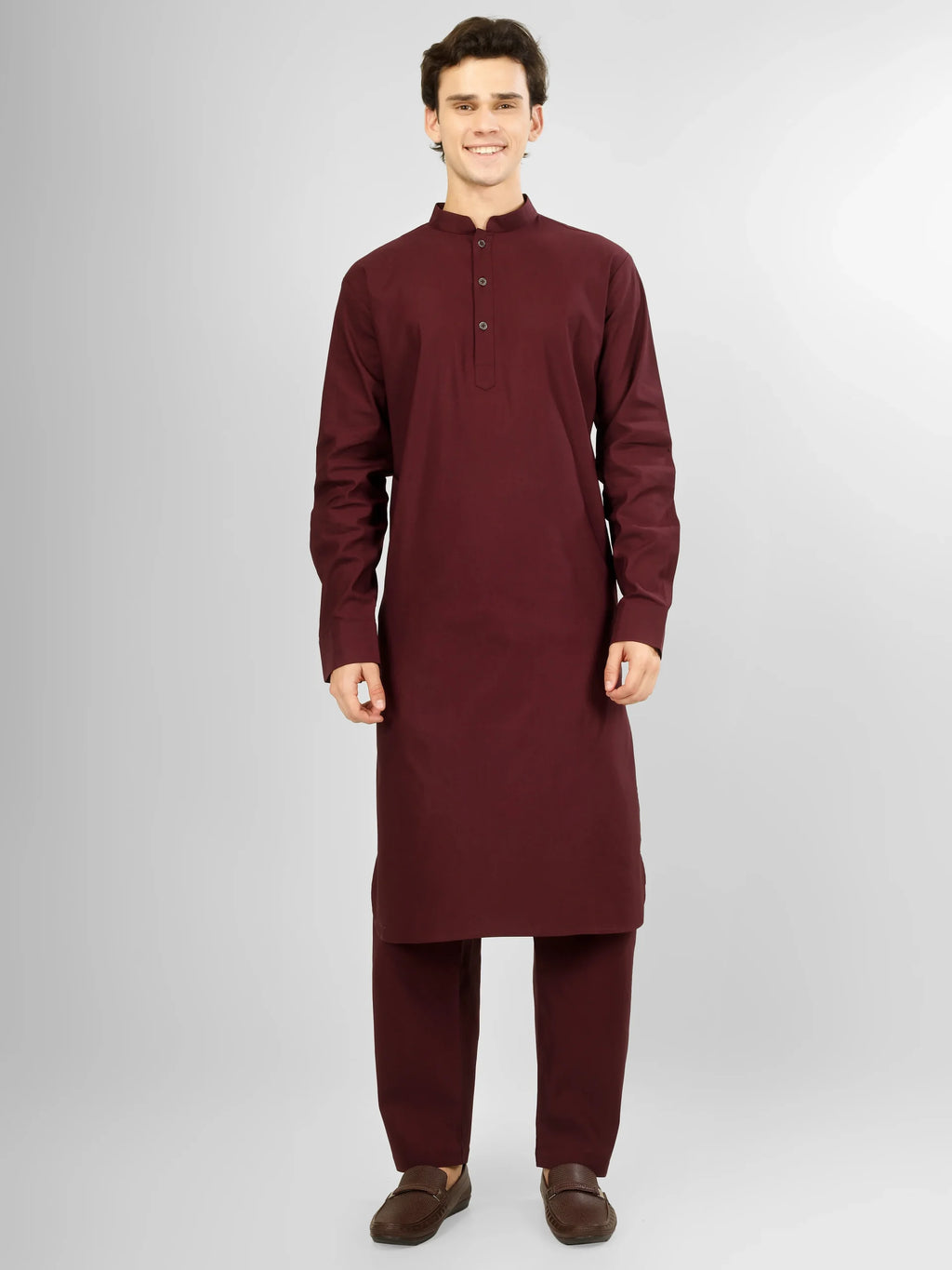 maroon stretch kameez shalwaar for men