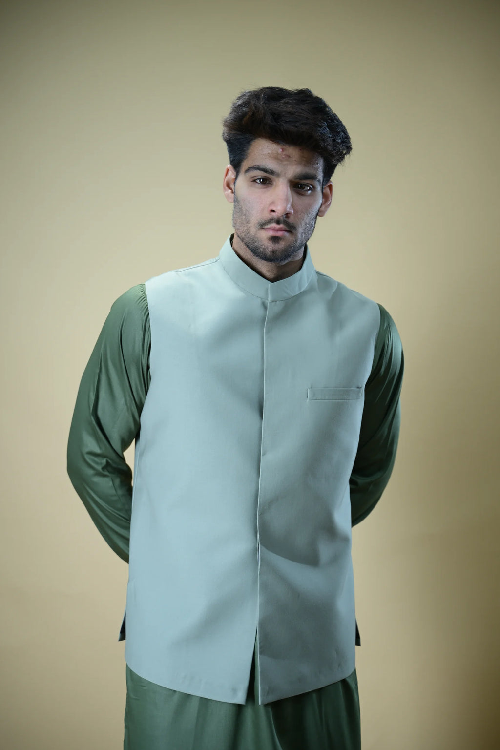 Mint Green Bandgala Waistcoat