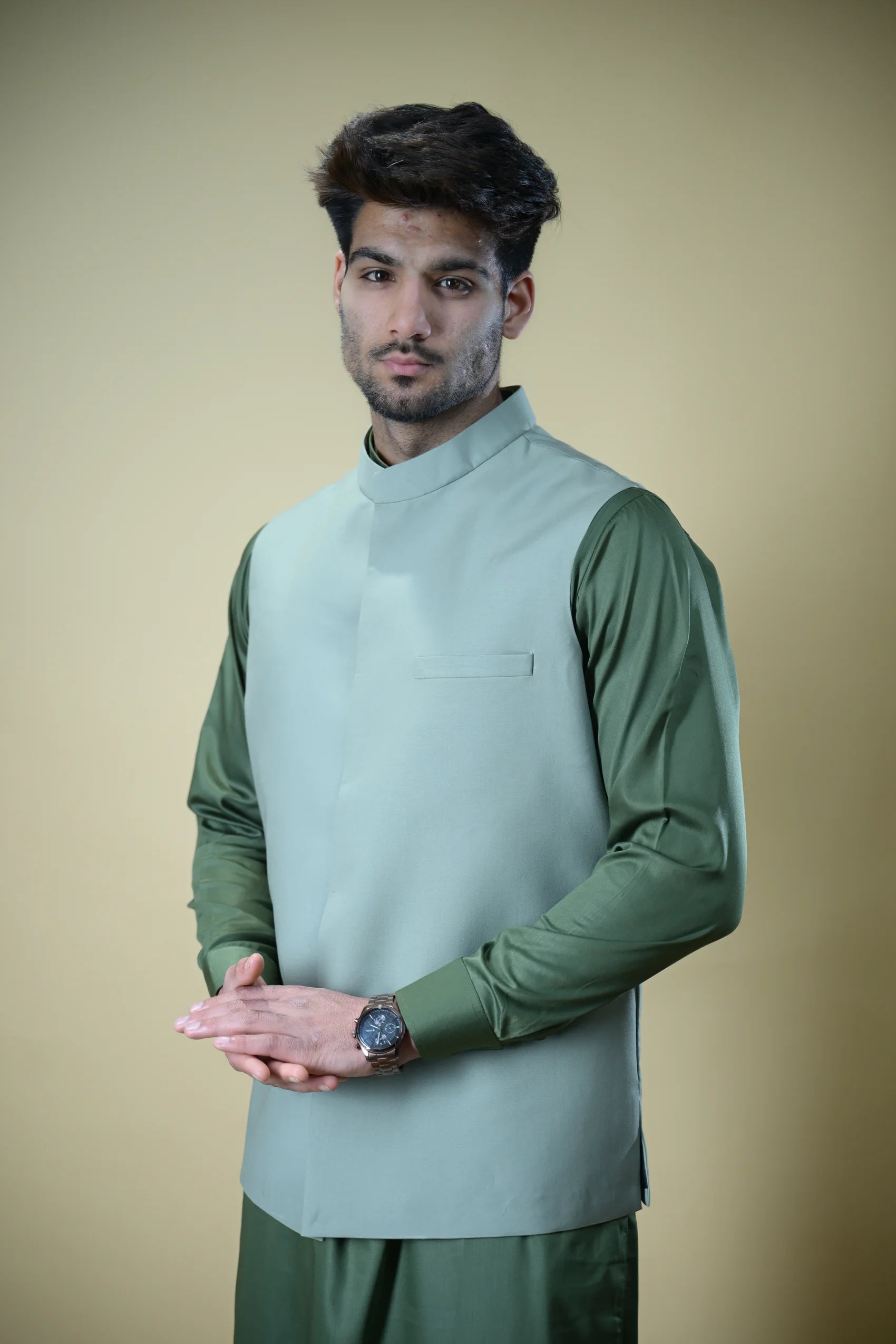 Mint Green Bandgala Waistcoat