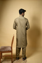 Olive Green Luma Shirt Collar Kameez Shalwar