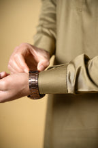 Olive Green Luma Shirt Collar Kameez Shalwar