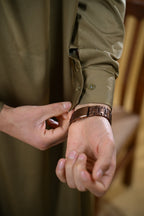 Olive Green Luma Mandarin Collar Kameez Shalwar