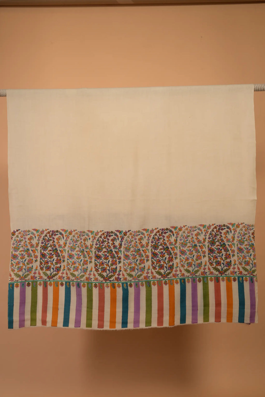 baraqah white printed pure pashmina female stole 