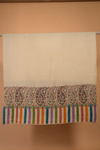 baraqah white printed pure pashmina female stole 