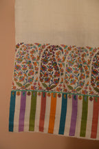 baraqah white printed pure pashmina female stole 
