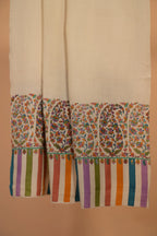 baraqah white printed pure pashmina female stole 