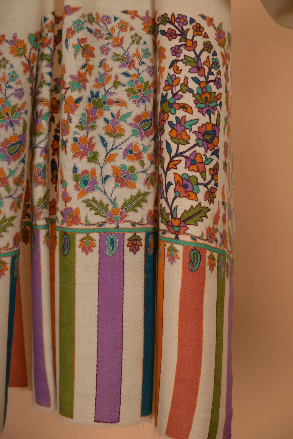 baraqah white printed pure pashmina female stole 