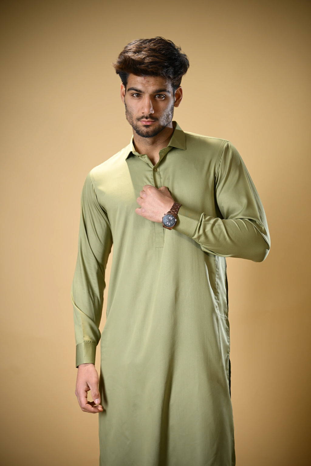 Pistachio Green Luma Shirt Collar Kameez Shalwar