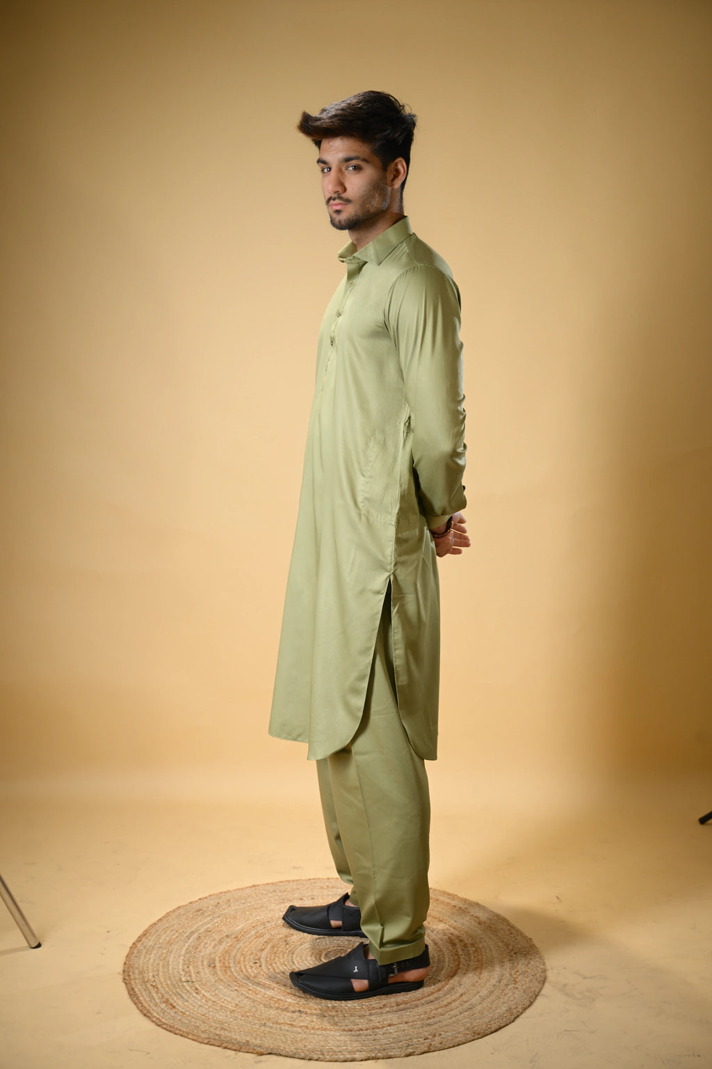 Pistachio Green Luma Shirt Collar Kameez Shalwar