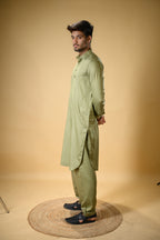 Pistachio Green Luma Shirt Collar Kameez Shalwar