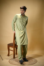 Pistachio Green Luma Shirt Collar Kameez Shalwar