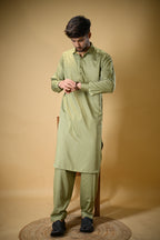 Pistachio Green Luma Shirt Collar Kameez Shalwar