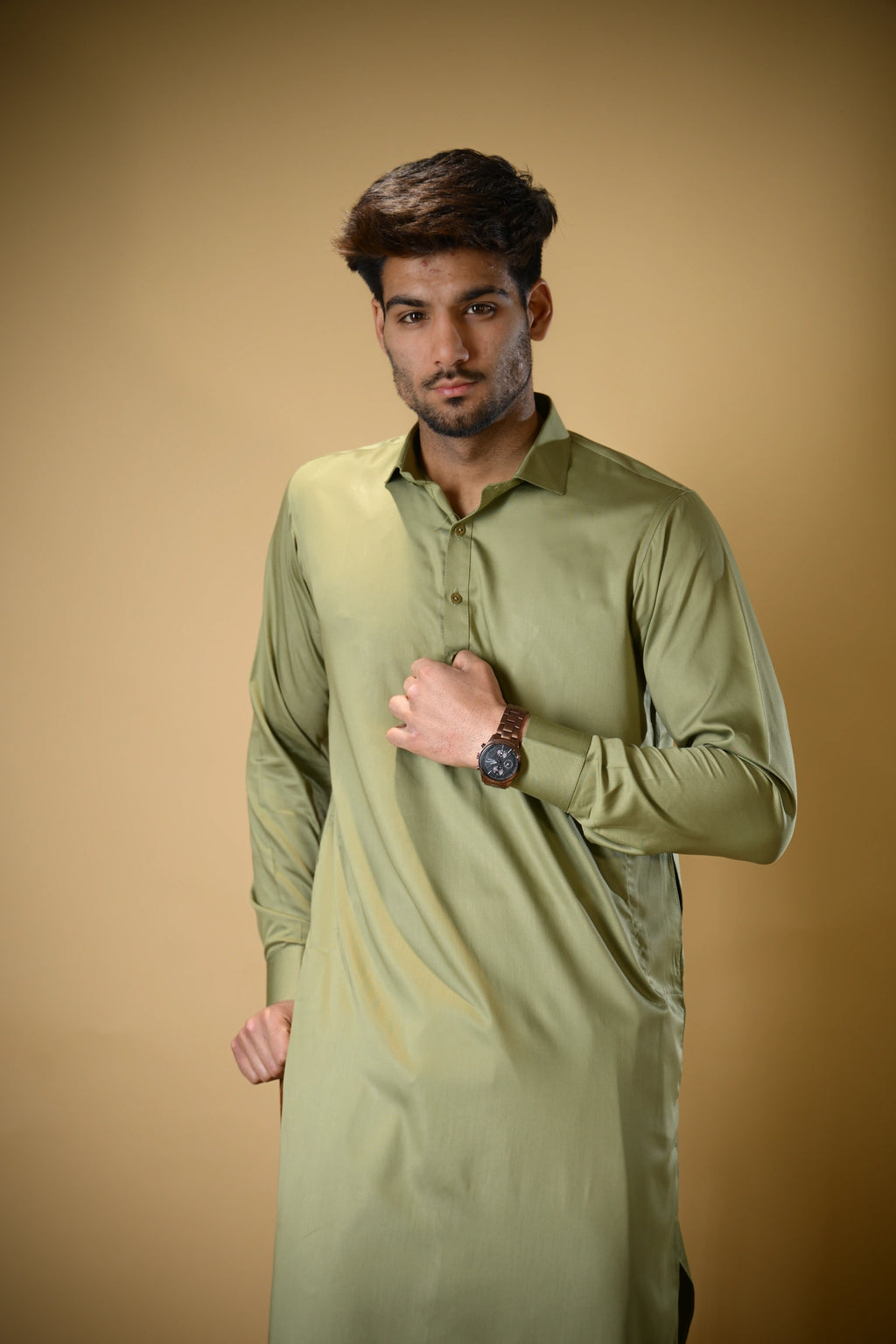 Pistachio Green Luma Shirt Collar Kameez Shalwar