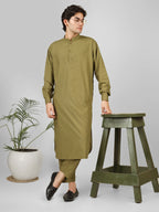 sage green color kameez shalwaar for men 