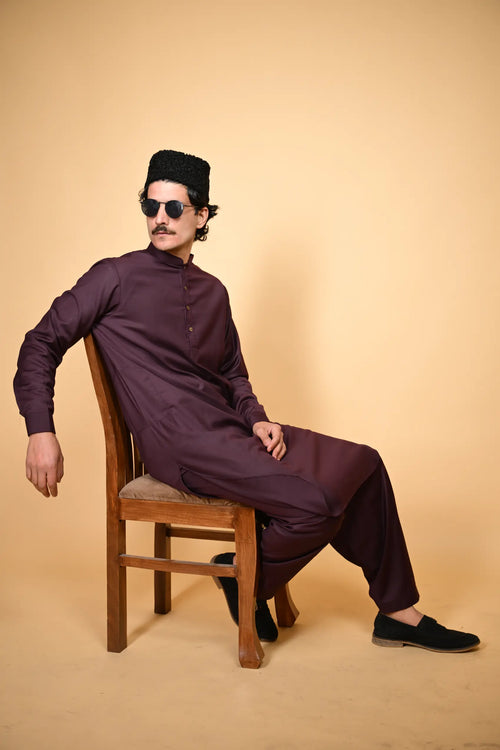 shadow plum pre winter tamtadu kameez shalwar for men 