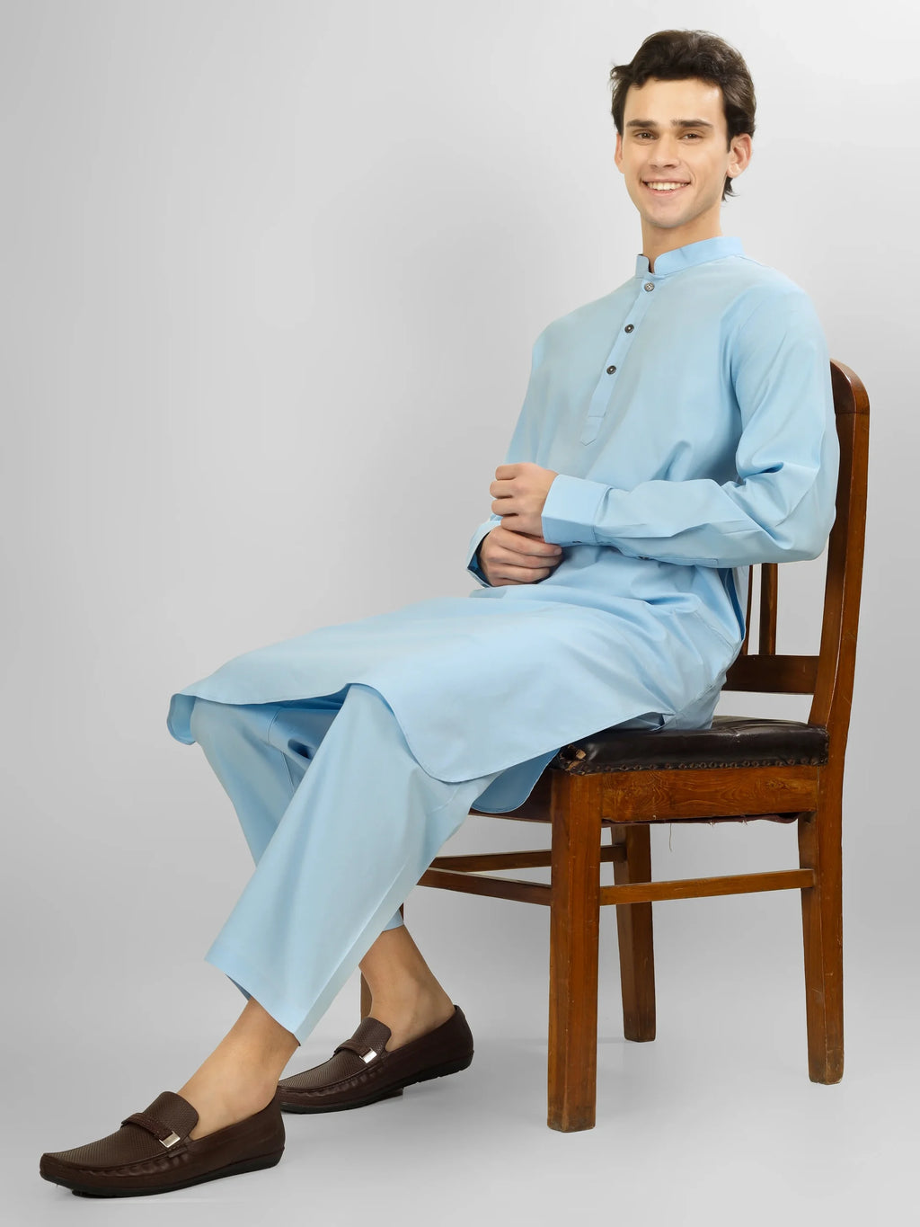 sky blue stretch kameez shalwaar for men 
