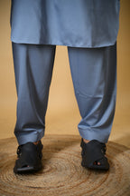 Slate Blue Luma Mandarin Collar Kameez Shalwar