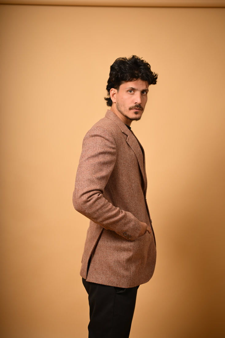 soft camel brown winter blazer for men