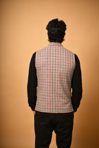 Soft Camel Brown Herringbone Woollen Waistcoat for men
