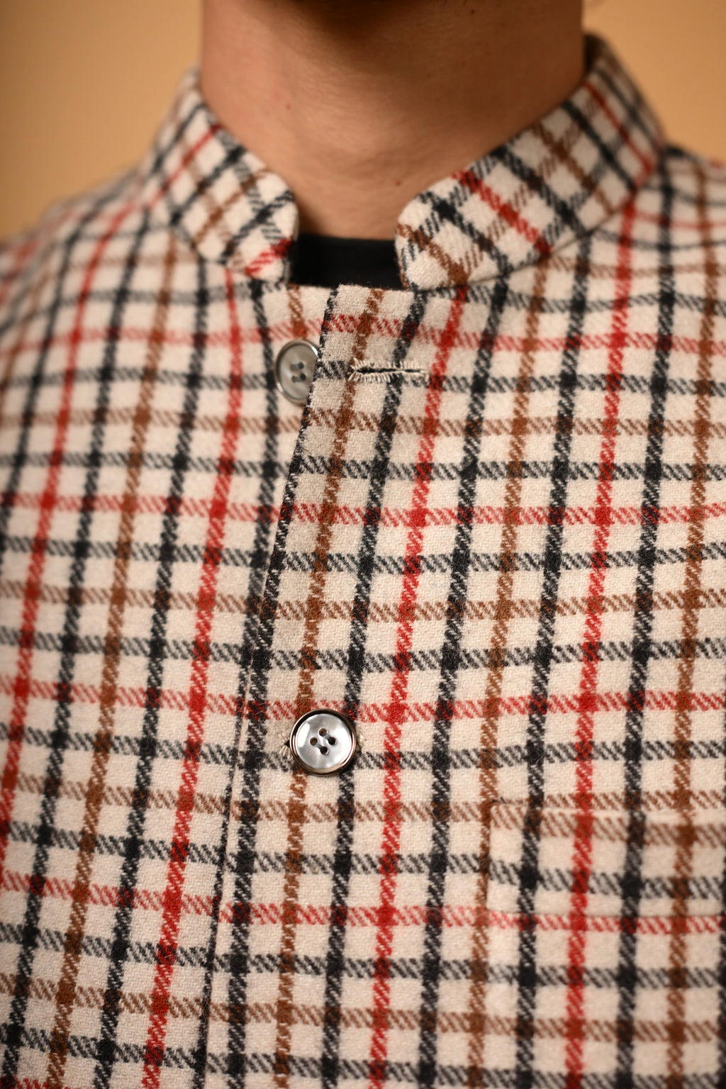 Soft Camel Brown Herringbone Woollen Waistcoat for men
