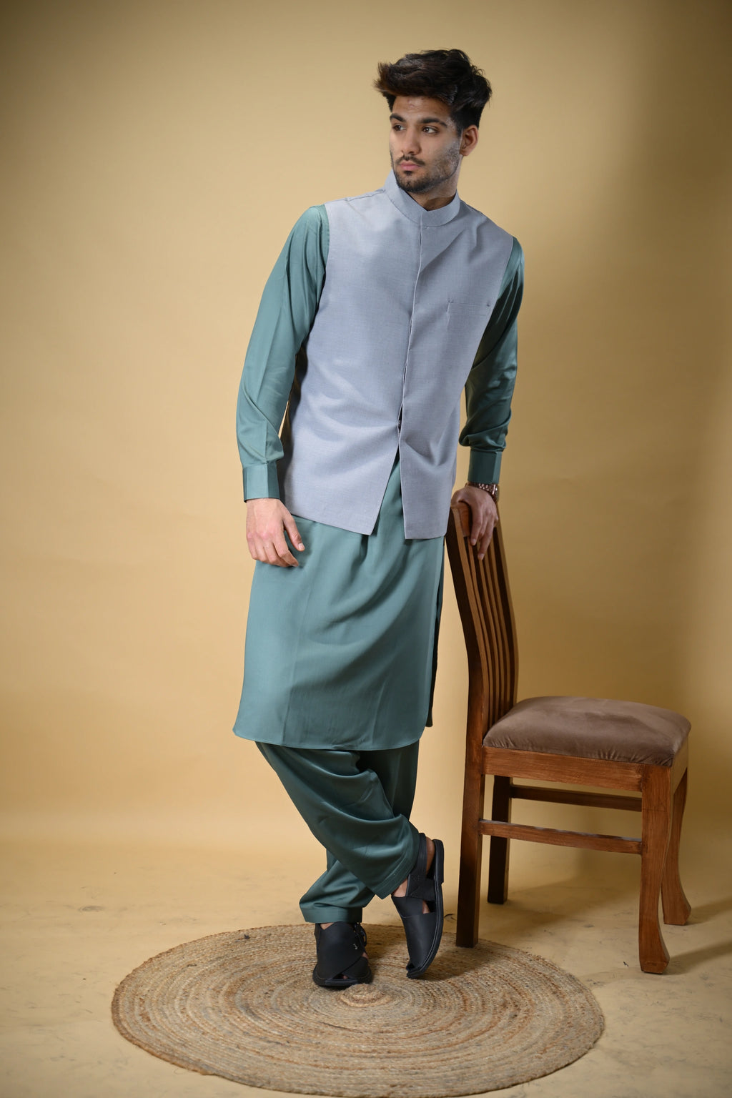 Steel Grey Bandgala Waistcoat