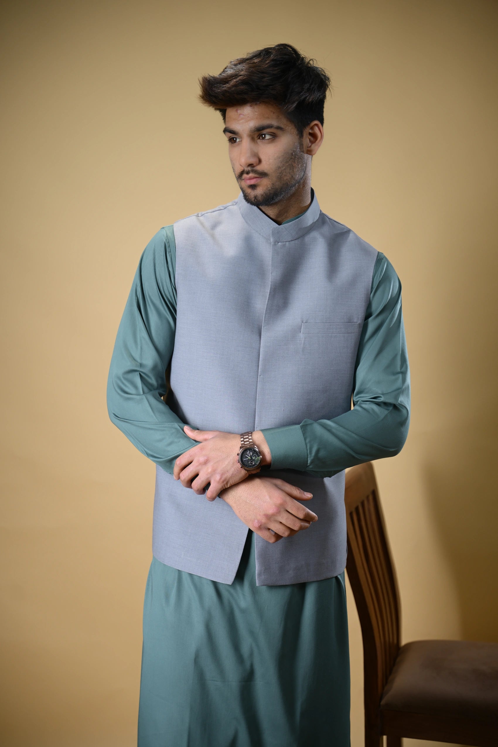 Steel Grey Bandgala Waistcoat