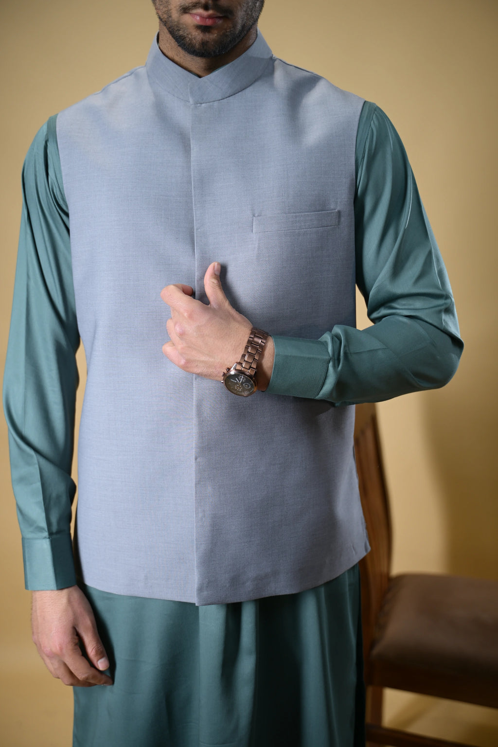Steel Grey Bandgala Waistcoat
