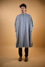 Steel Grey Dotted winter Pheran for men 
