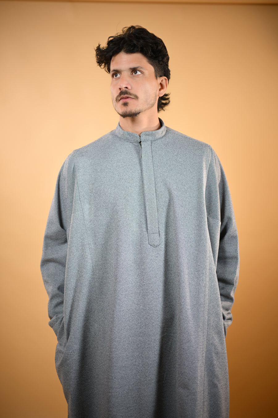 Steel Grey Dotted winter Pheran for men 
