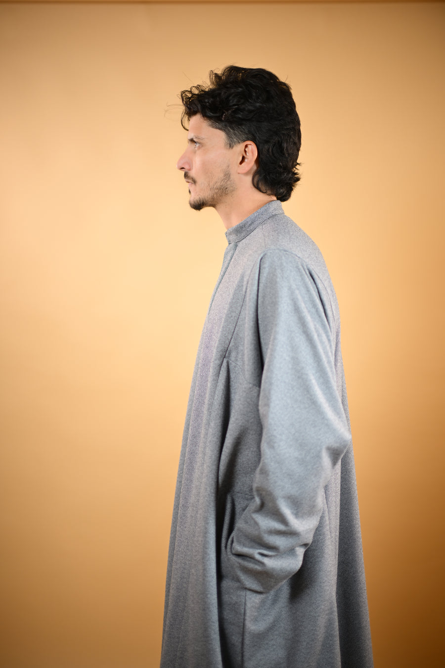 Steel Grey Dotted winter Pheran for men 
