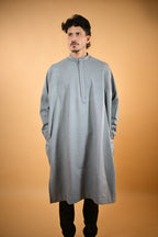 Steel Grey Dotted winter Pheran for men 

