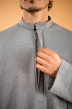 Steel Grey Dotted winter Pheran for men 
