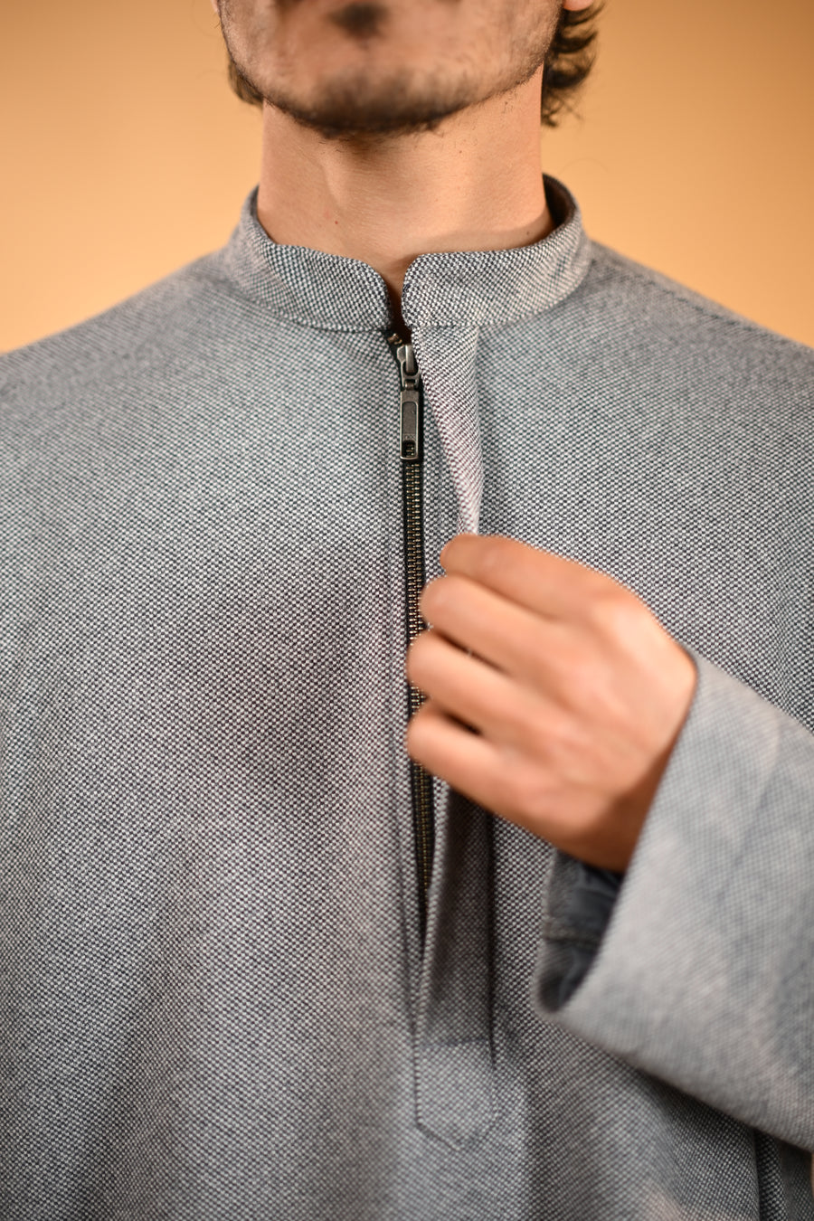 Steel Grey Dotted winter Pheran for men 

