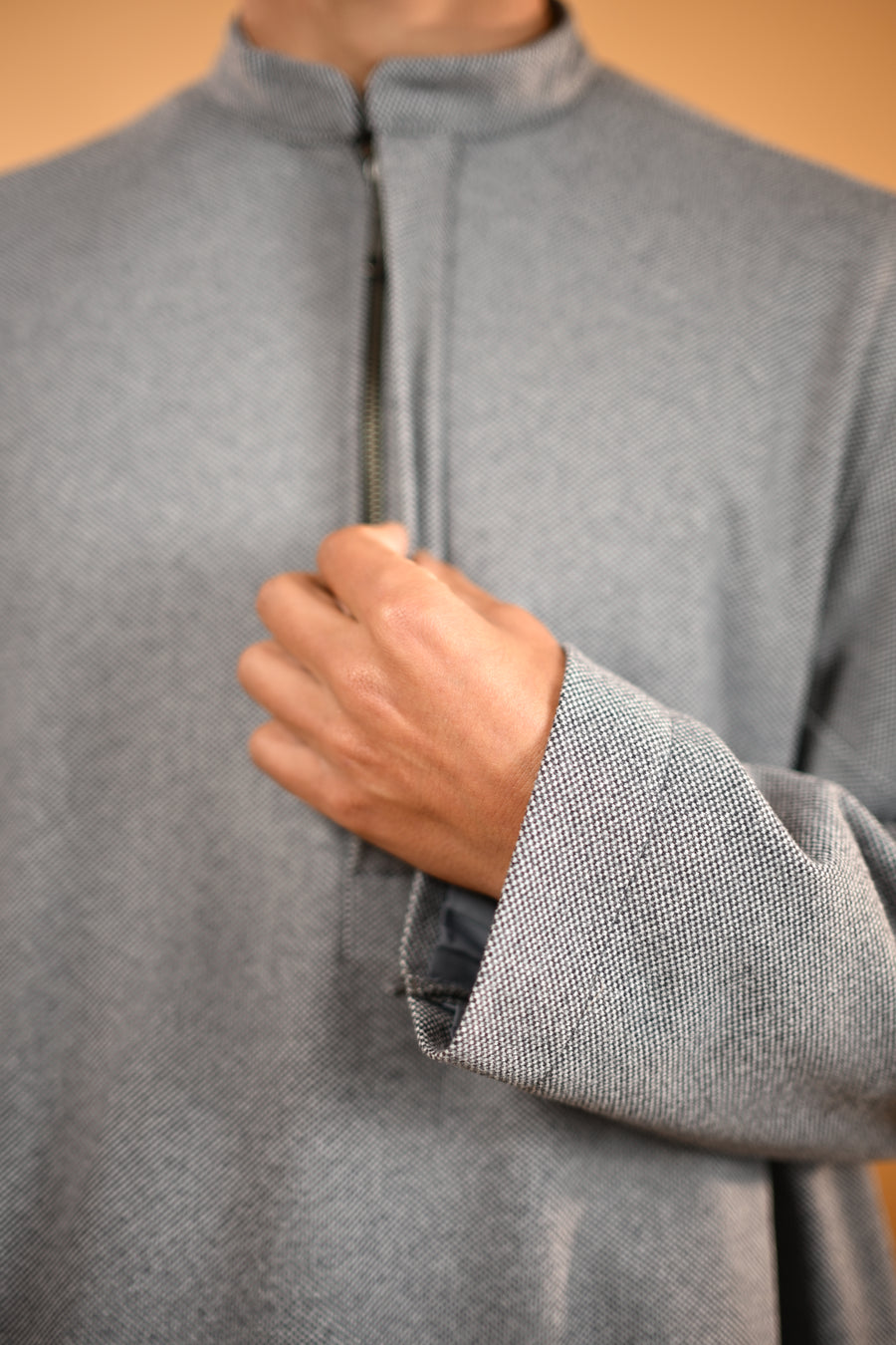 Steel Grey Dotted winter Pheran for men 
