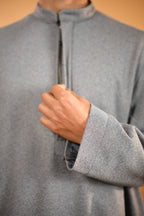 Steel Grey Dotted winter Pheran for men 
