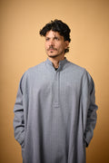Steel Grey Herringbone winter Pheran for men 
