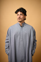 Steel Grey Herringbone winter Pheran for men 
