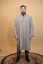 baraqah tea pink dotted winter pheran for men 