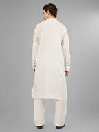 white stretch kameez shalwaar for men 