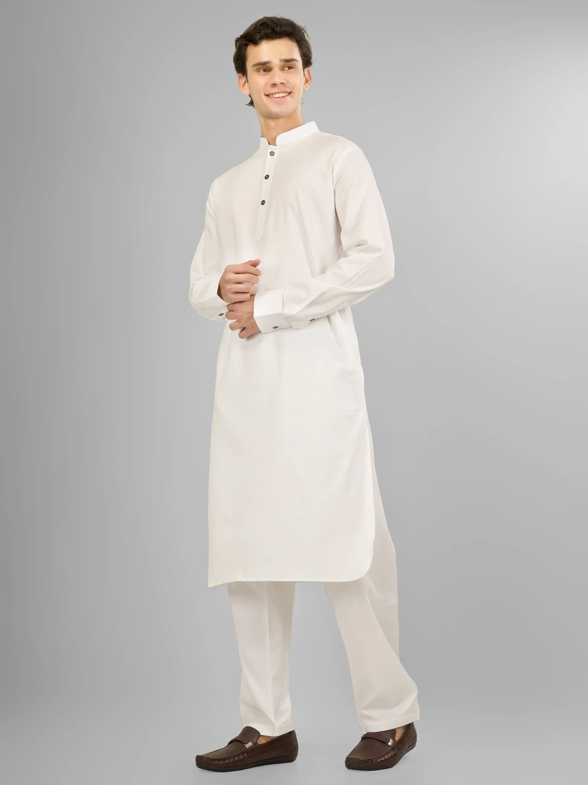 white stretch kameez shalwaar for men 