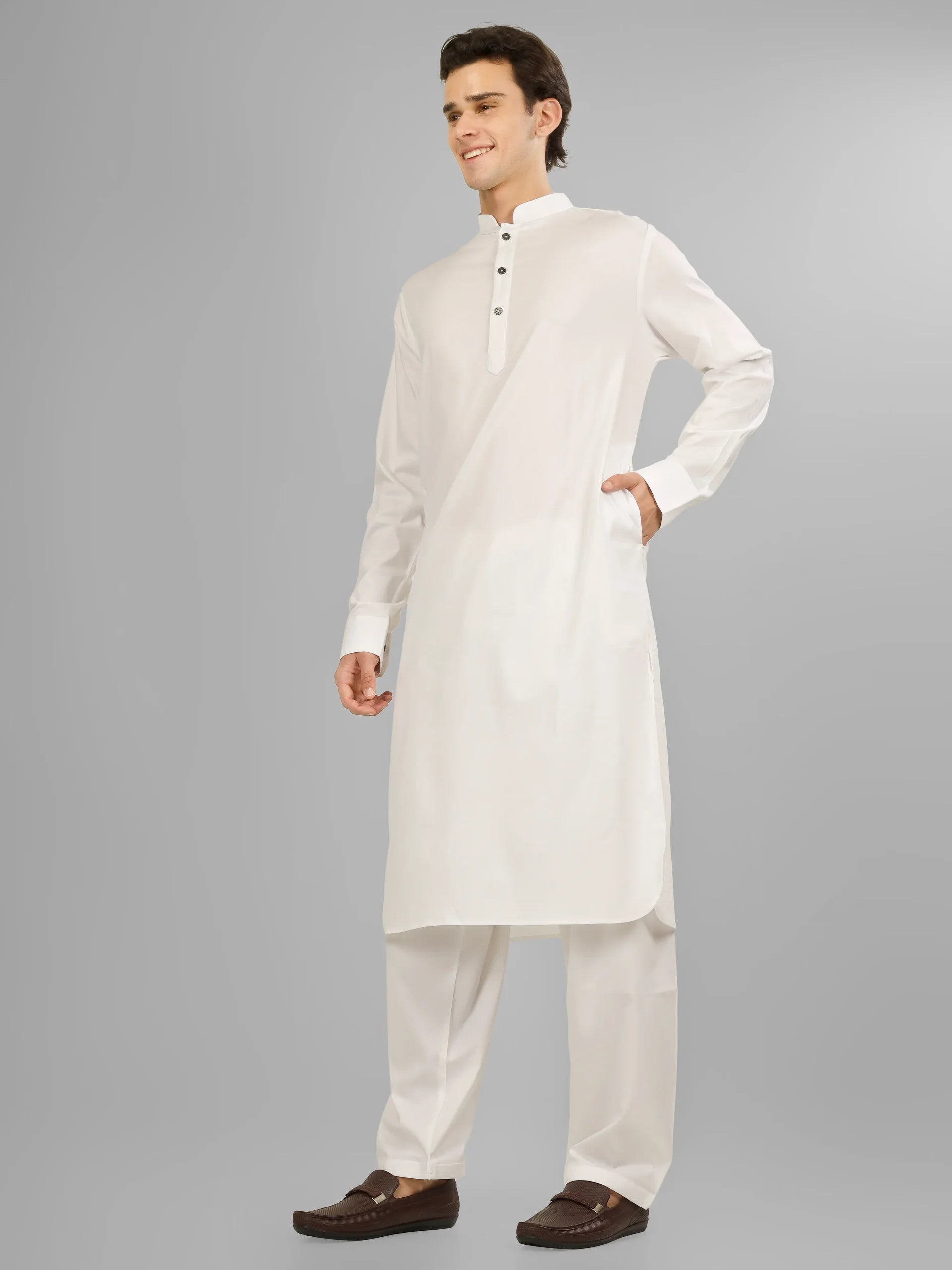 white stretch kameez shalwaar for men 