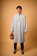 Whitish Grey Dotted winter Pheran for men 
